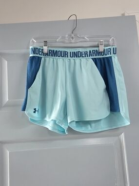Under Armour Women's Mint Athletic Shorts with Teal Panels